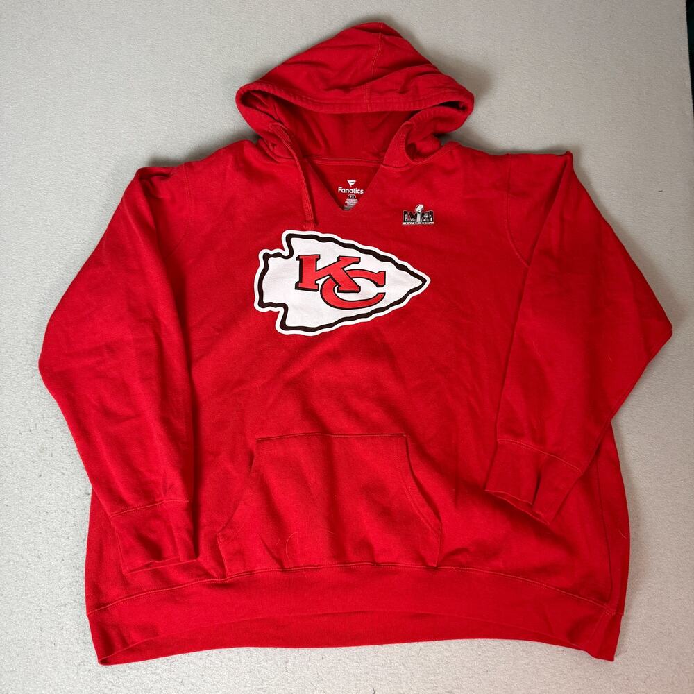 Fanatics Patrick Mahomes Chiefs Super Bowl LVIII Hoodie Red 3X #15 NFL Pullover